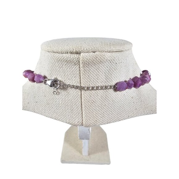 Purple Amethyst Faceted Nugget Bead Necklace Natural Gemstone Boho Statement. - Picture 2 of 7